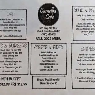 the menu of the restaurant