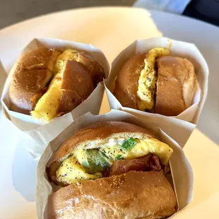 Breakfast sandwiches (bacon and sausage)