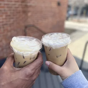 2 iced brown sugar agave oat milk lattes. Would def get again!