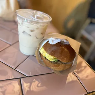 Horchata cold brew &amp; sausage breakfast sandwich