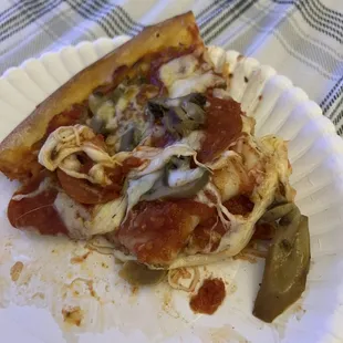 It was literal soup. The slice my coworker had was in a bowl.