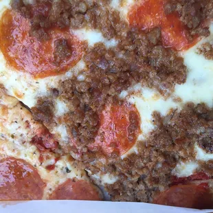 Pepperoni and sausage New York style! So good!
