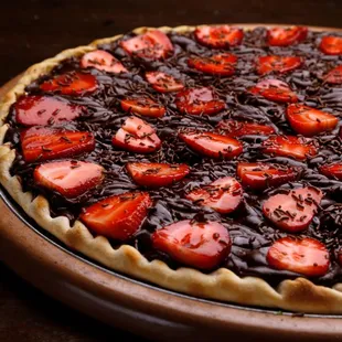 a chocolate covered strawberry pie
