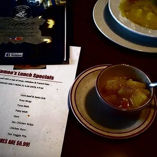 Taters Soup  today with me  $ 6.99 lunch