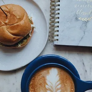 Mocha &amp; Avocado, Egg &amp; Cheese sandwich