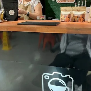 small booth, barista