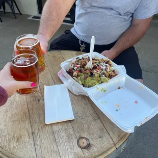 Wing Man and the jalapeño ale. Yummy El Pastor Fries from the next door taqueria.