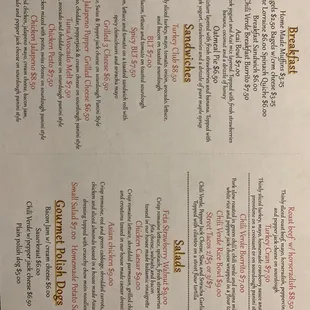 Updated menu