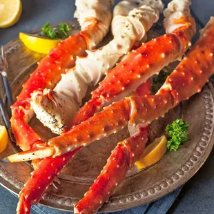 king crab legs on a plate
