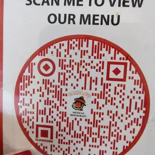 Qr code for the menu