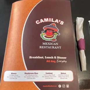 Camilla's Mexican Restaurant Menu  (Lookout Road)