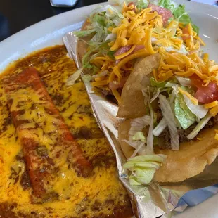 camila's combo: cheese enchilada, b&amp;c chalupa and beef puffy - $8.75