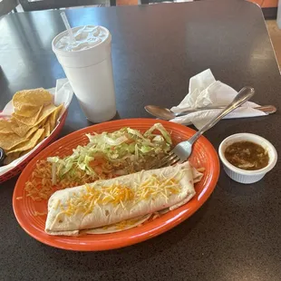 Bean burrito plate $6.50
