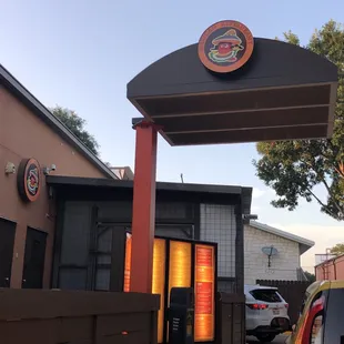 the entrance to the restaurant