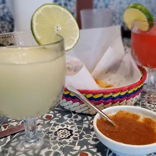 Lime Margarita and Strawberry Margarita