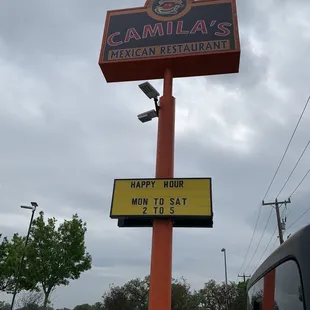 a sign for camila&apos;s mexican restaurant