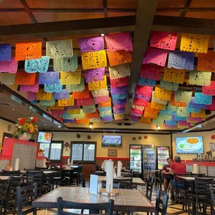 a colorful ceiling