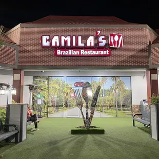 the entrance to the restaurant