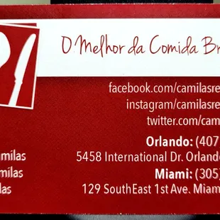 Business card info