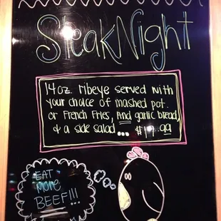 tuesday nights starting at 5pm CAMILES has steak night, with a side of humor!!