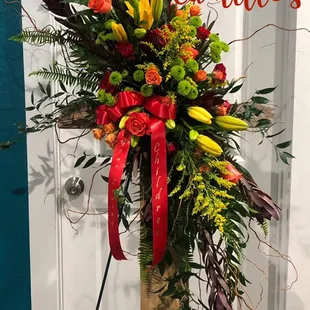 Funeral spray with custom cross