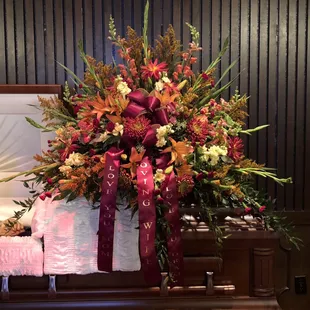 Large funeral casket spray