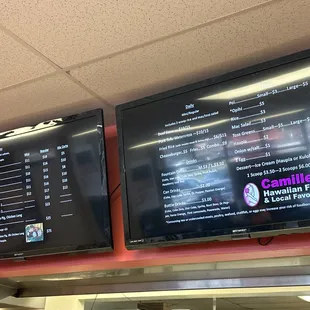 Menu. Specials listed in the front as well as on a board to the right