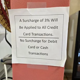 3% surcharge on credit card