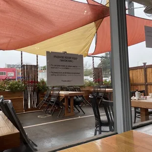 Outside seating.