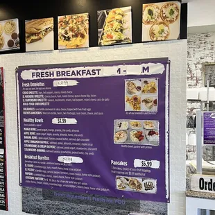 Breakfast menu Great healthy options too