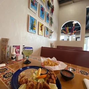 Bacon wrapped shrimp and Queso Fundido!