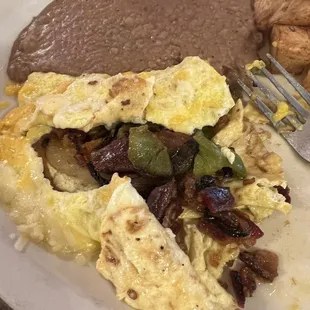 Inside the bacon omelet