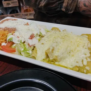 Chicken Enchiladas. I would order this again over the chile rellenos. I was jealous of my husbands plate.
