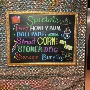 Specials menu board