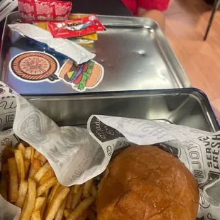 Kids cheese burger meal