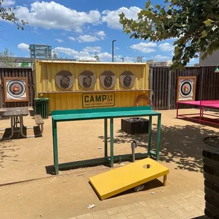 Darts, archery, corn hole