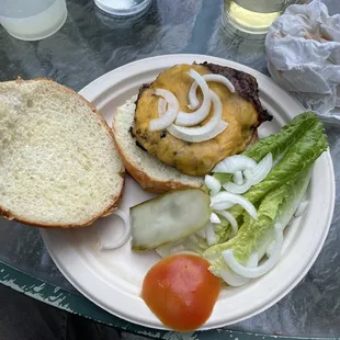 Bison burger...no, just regular beef which the cooks confirmed when confronted. Asked for more pickle and tomato...Nope! No apologies