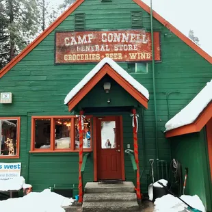 Outside in the snow.