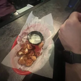 a basket of food on a table