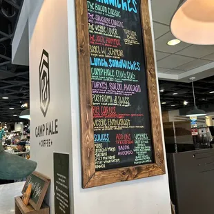 a menu on the wall