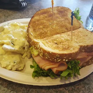 Ham and Swiss with a side of potato salad