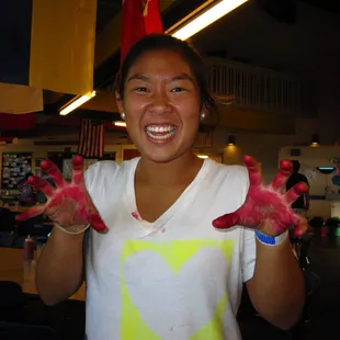 Always remember to keep the gloves on during the whole process of batik/tie dye.