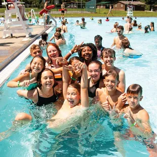 Kids hanging out in the pool at YMCA Camp Kern.