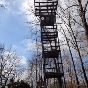 My wife waving at me from the top of Pete's tower!