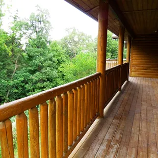 Each lodge has a deck that runs along the entire rear side of each lodge.