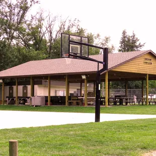 The Pavilion Area houses a gaga ball pit, carpet ball tables, among other family favorite games. Next to pool and NBA-size basketball court.