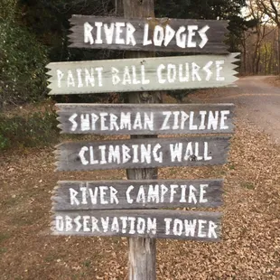A variety of games/activities and hiking