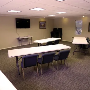 WIFI and a wall mounted HDMI TV will meet your presentation needs.