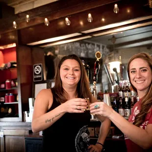 Celebrating our team. Manager Candice and Friday night's bartender Rachel.