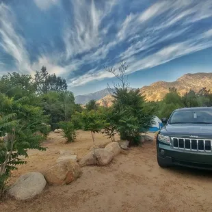 Campsite #45   Flat, spacious enough for 2 cars and a couple tents, fire pit is perfect distance to table. Private beach on river.